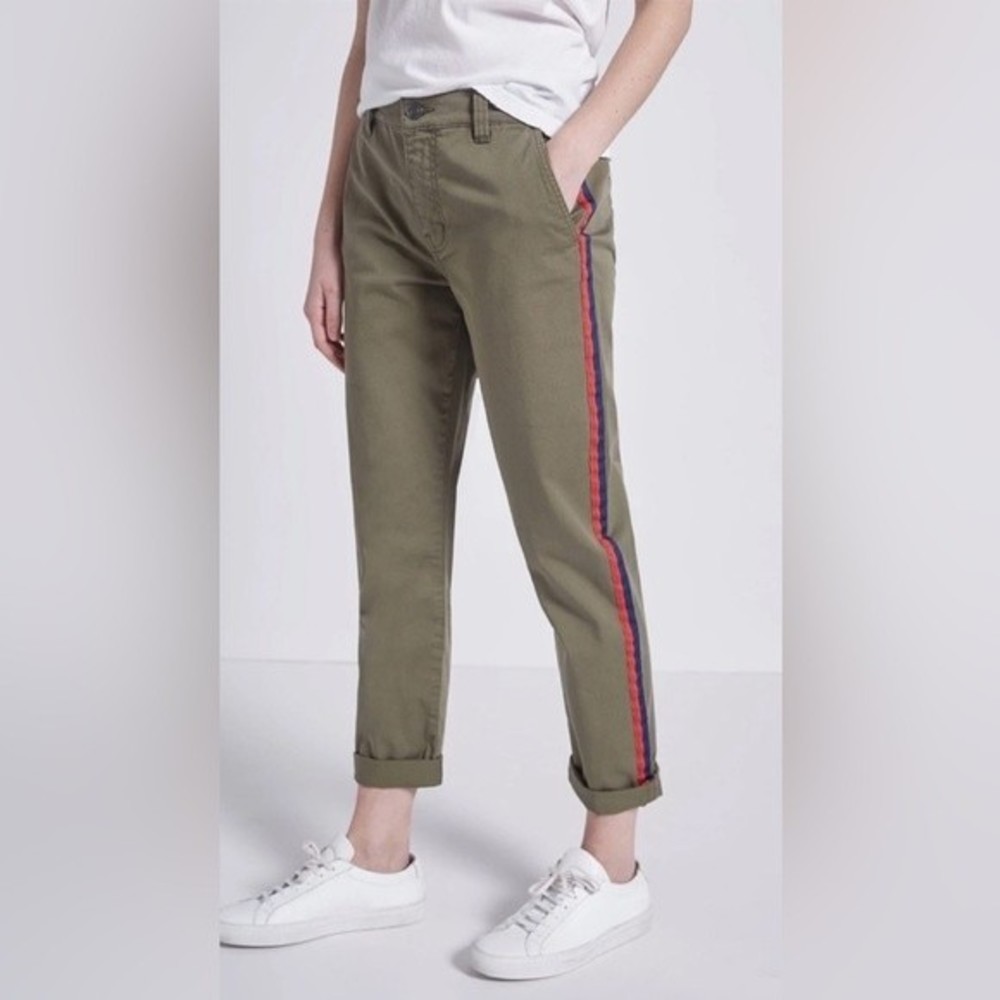 Current/ Elliott The Side Stripe Confidant Pants Clean Army Crop size 27